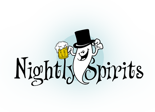 darker nightly spirits ghost with drink logo