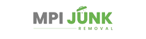 MPI Junk Removal logo with gray and green text on a white background