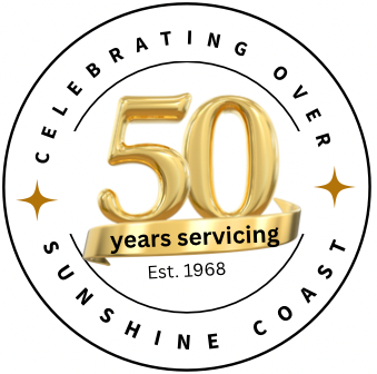 Celebrating 50 years servicing Sunshine Coast. Gold 