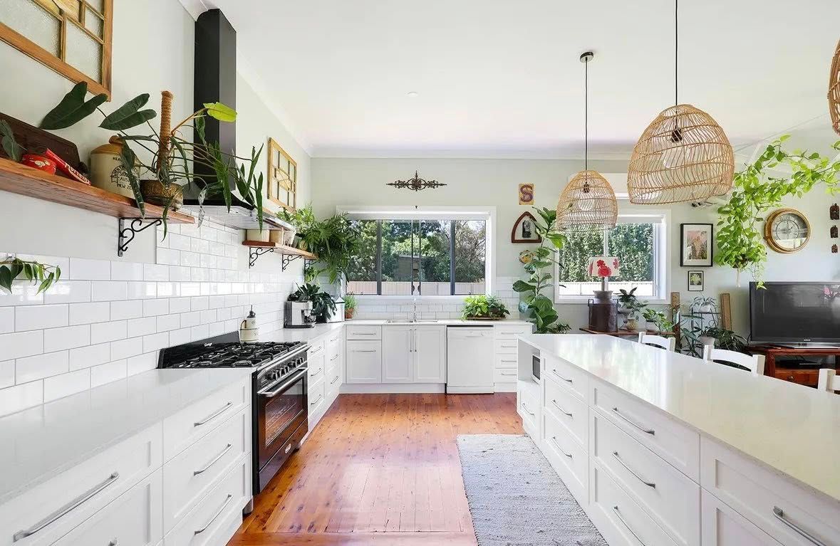 Bright White Kitchen With Plants, Wooden Floors — Moore Than Just Kitchens In Tamworth, NSW