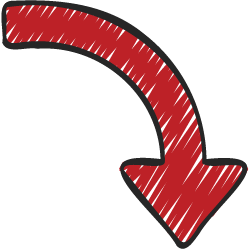 a red arrow is pointing down on a white background .