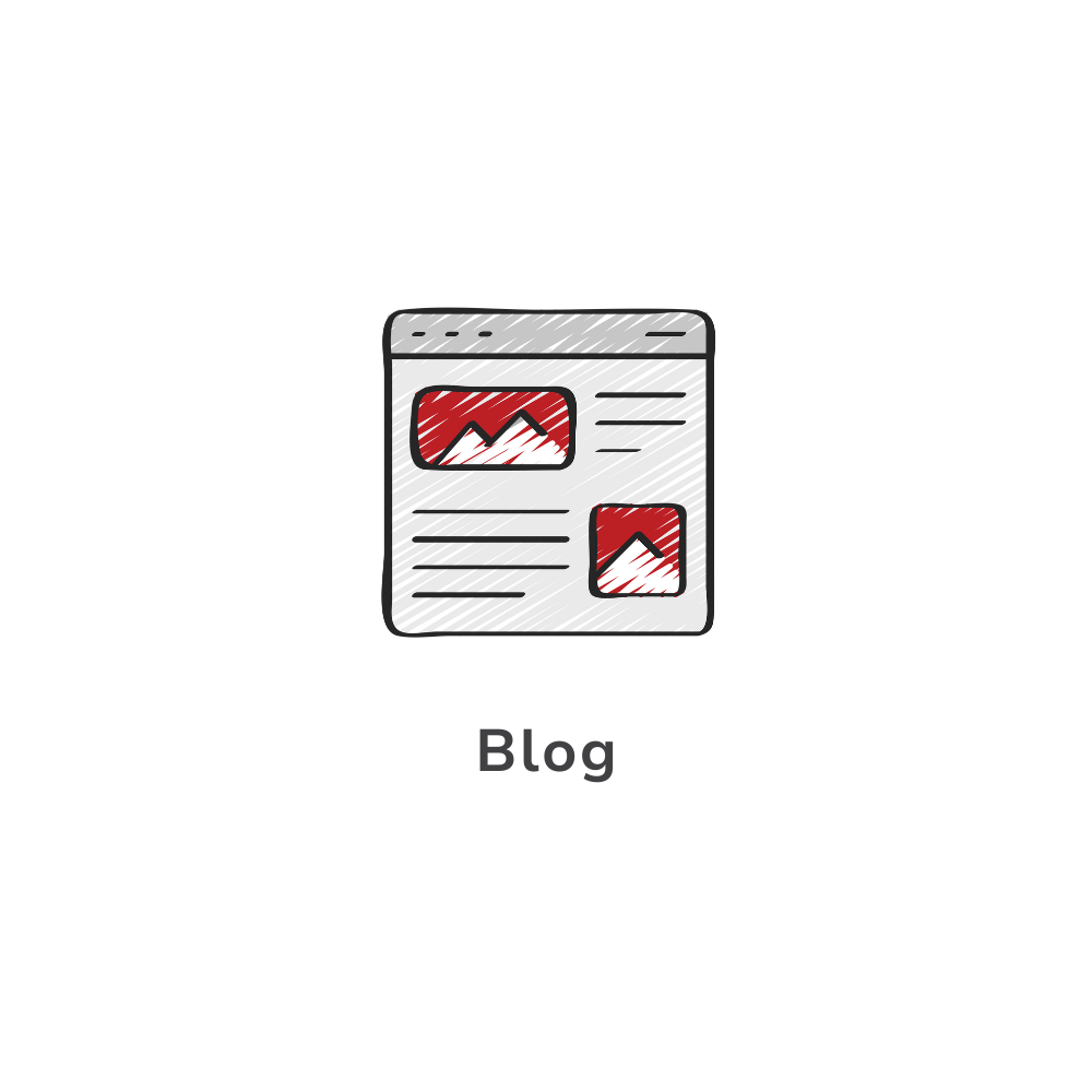 A drawing of a blog icon on a white background.