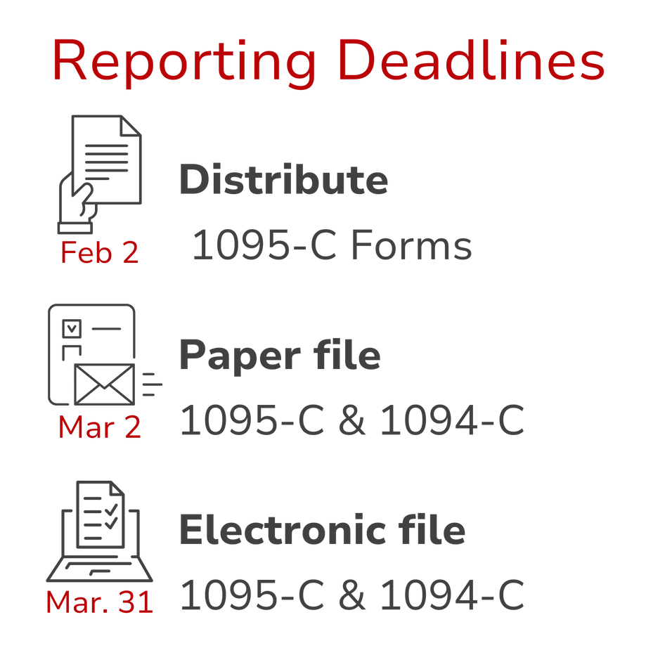 There are three different types of reporting deadlines.