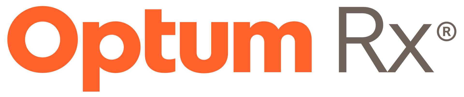 The logo for optum rx is orange and black on a white background.