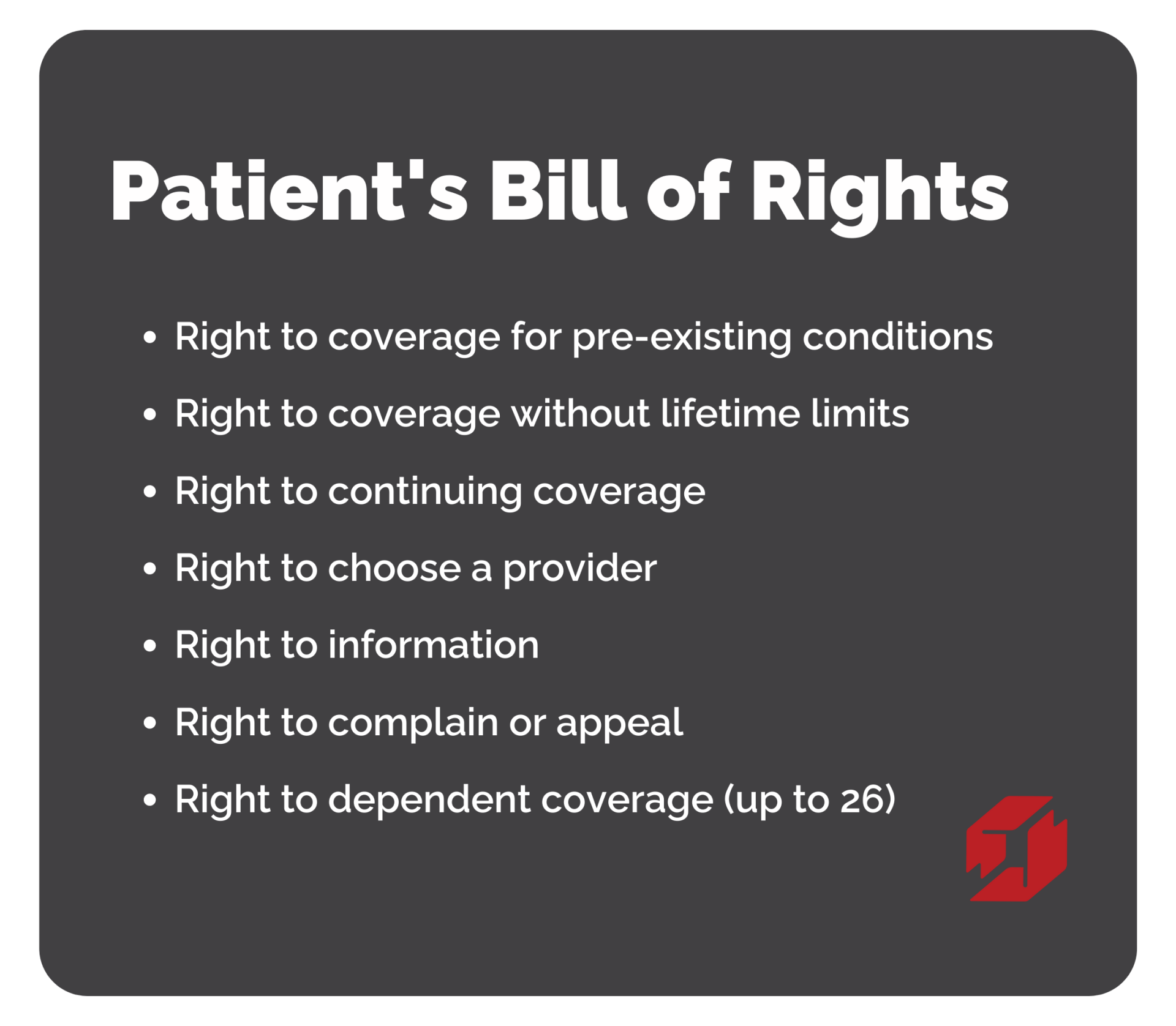 a poster explaining the patient 's bill of rights