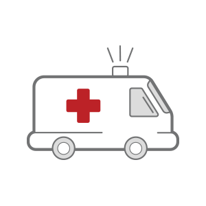 an ambulance with a red cross on the side of it .