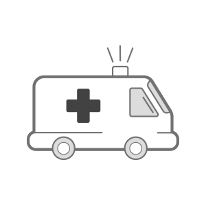 An ambulance with a cross on the side of it.