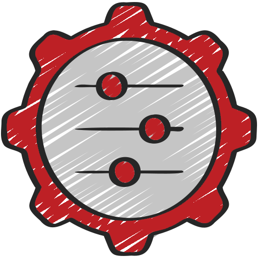 A drawing of a gear with three circles inside of it.