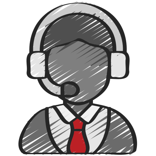 a drawing of a man wearing headphones and a red tie
