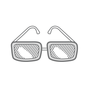 a pair of glasses with a striped frame on a white background .
