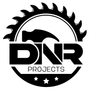 A black and white logo for a company called dnr projects.