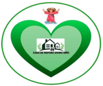 Logotipo: Corazón verde con ilustración de una casa, un ángel y el texto 