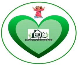 Logotipo: Corazón verde con ilustración de una casa, un ángel y el texto