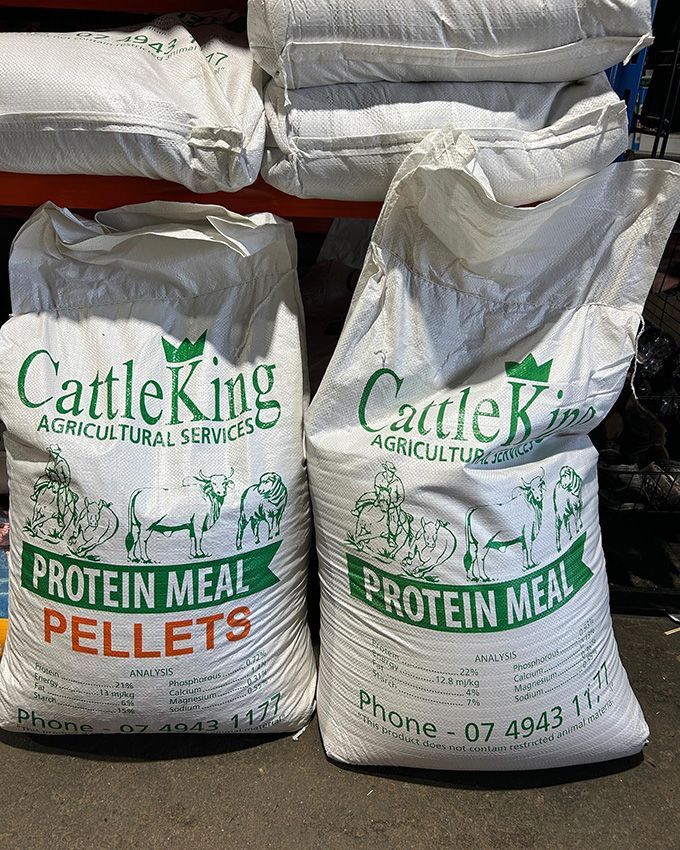 Two Bags of Cattle King Protein Meal Pellets — Howard Landscape and Produce Supplies in Maryborough, QLD