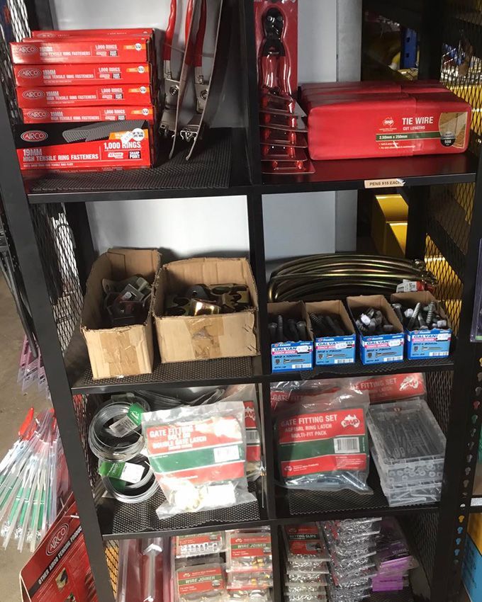 A Shelf Filled With Lots of Different Types of Tools — Howard Landscape and Produce Supplies in Childers, QLD