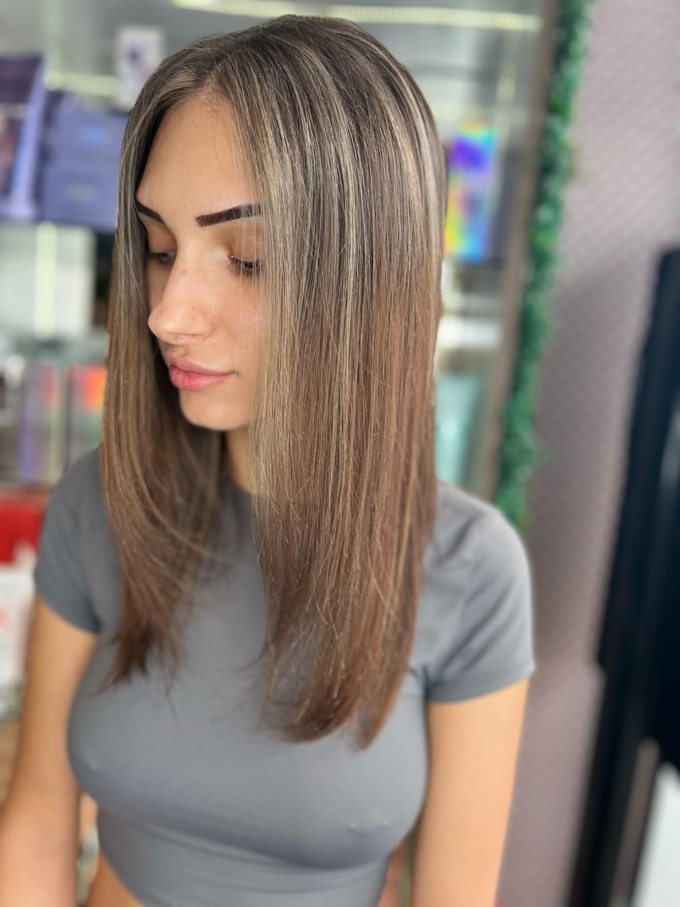 Woman With Long, Straight, Highlighted Brown Hair — Studio 23 In Biggera Waters, QLD
