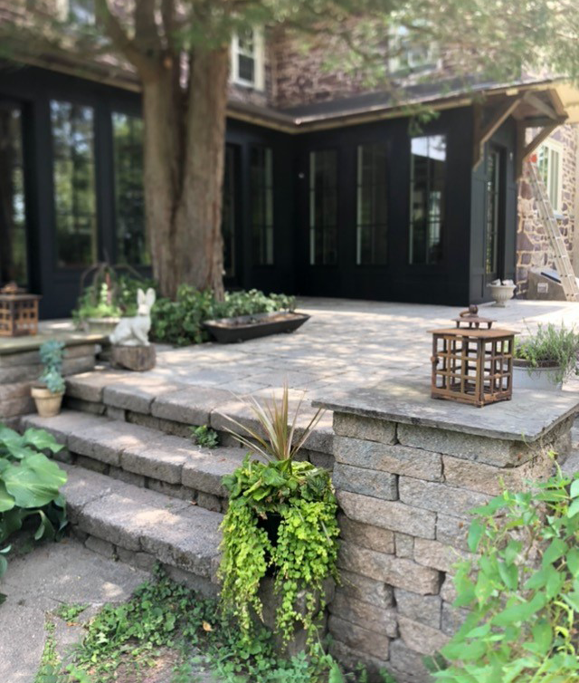 Backyard with Small Steps made in Stone — Coopersburg, PA — Fine Finishes