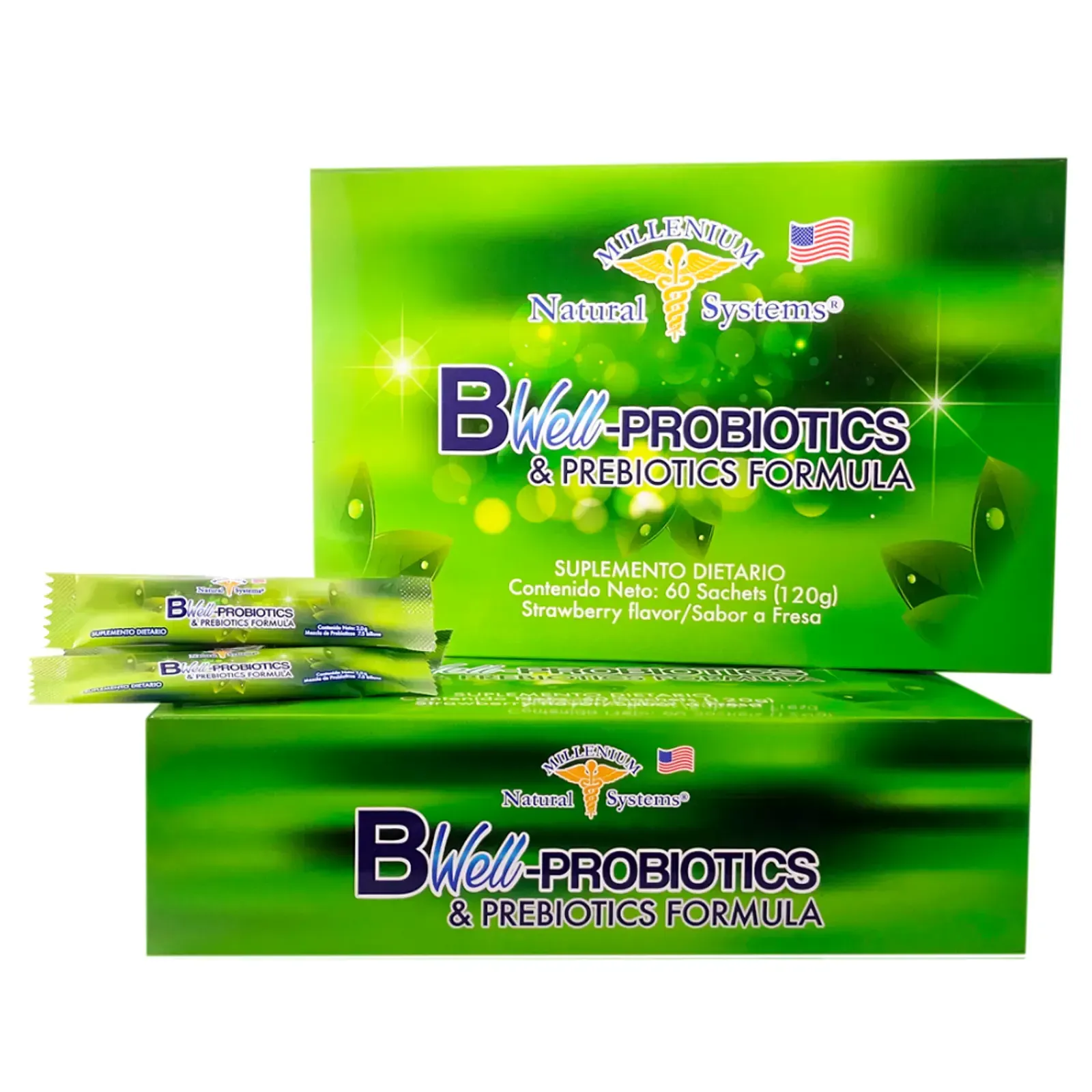 B WELL-PROBIOTICS Y PREBIOTICS FORMULA 60 SACHETS (288G) MILLENNIUM