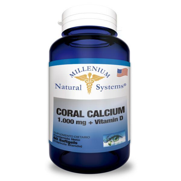 CORAL CALCIUM 1000MG + VITAMIN D 60 SOFTGELS MILLENIUM
