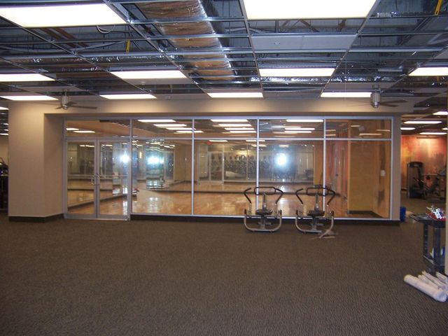 commercial gym glass wall installed