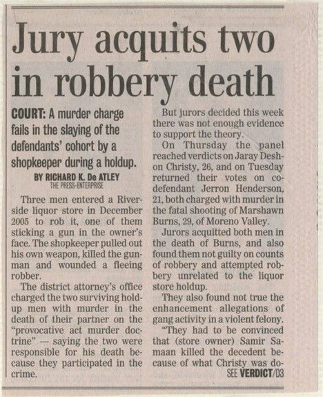 A Murder Charge Fails On Newspaper — Barbara, CA — Steele Law Firm