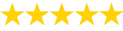 Cinq étoiles jaunes sont alignées sur un fond blanc.