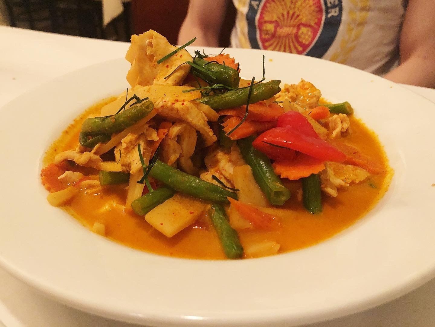 A close up of a plate of food on a table
