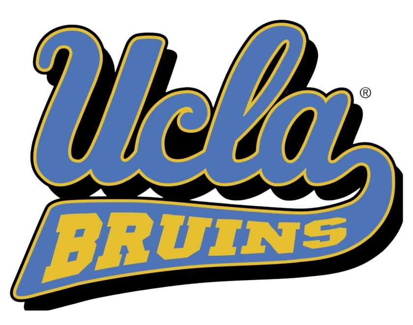 UCLA Bruins logo in blue and gold, with a black outline and a shadow.