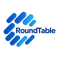 RoundTable logo: blue abstract design, company name in blue.