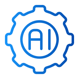 Blue gear icon with 