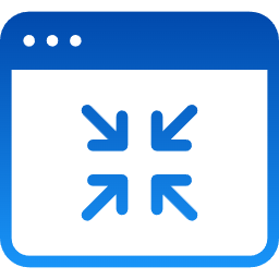 Window with blue border and minimize arrows pointing inward.
