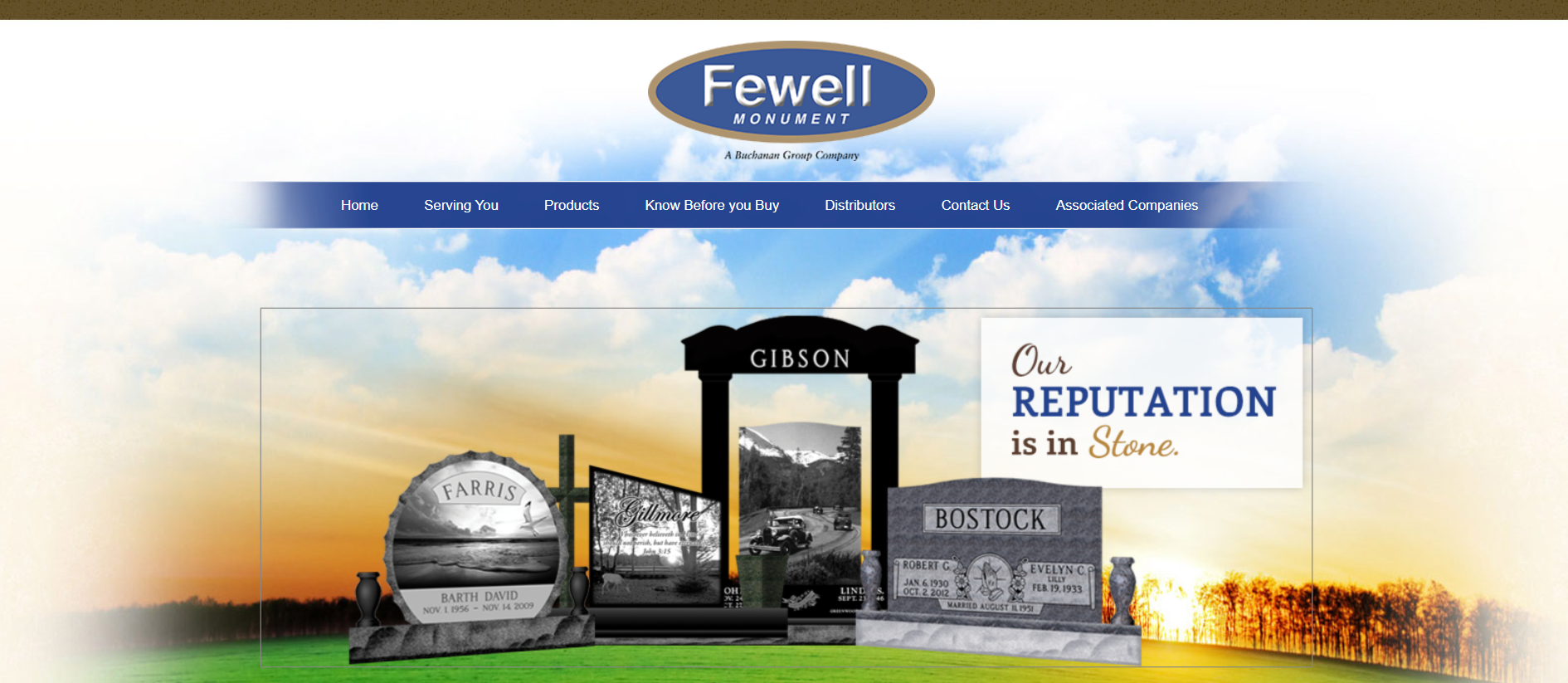 A website for a funeral home called fewell