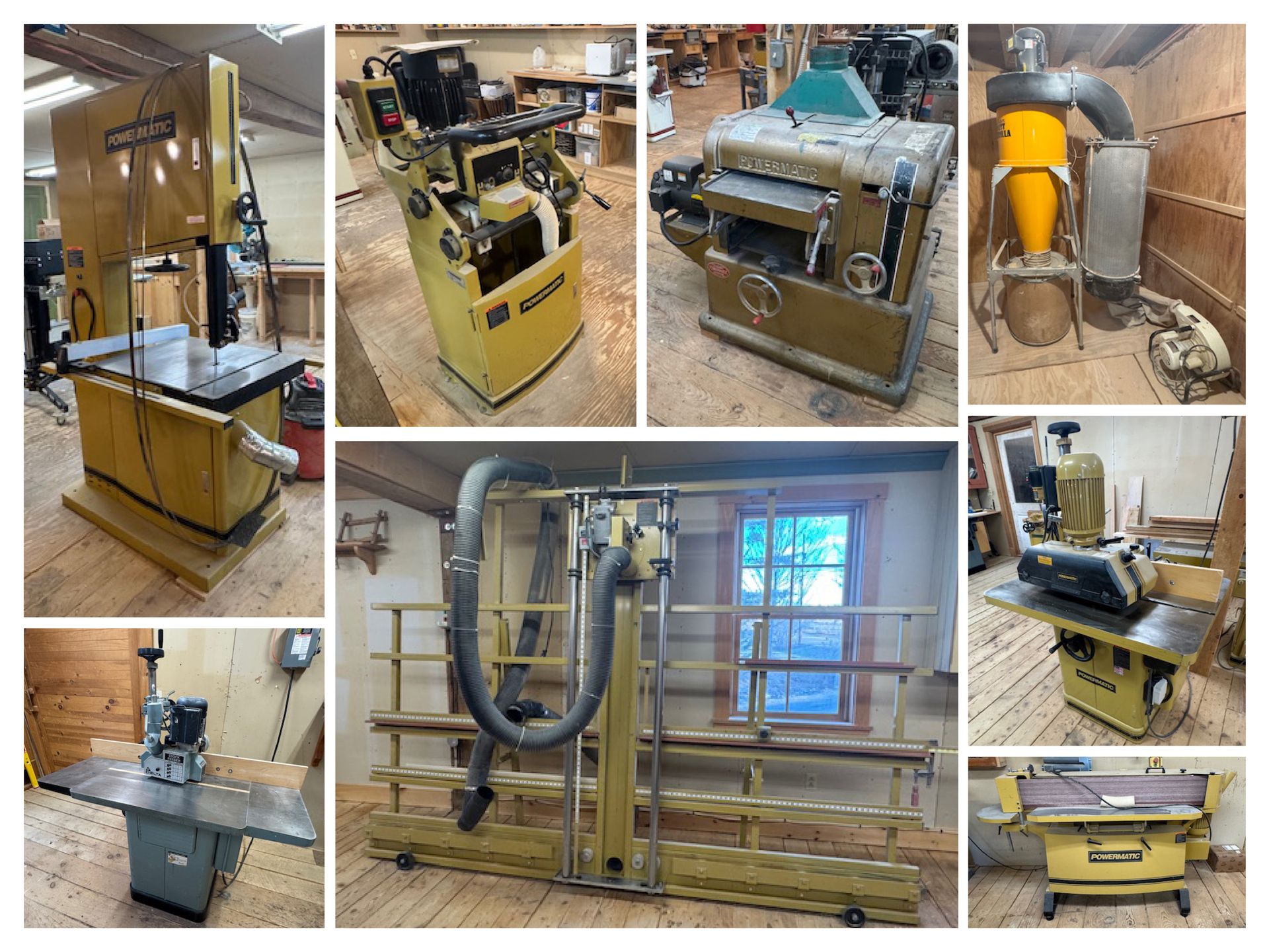 Collage of industrial and lab equipment, including machines, control panels, and stainless steel cabinets