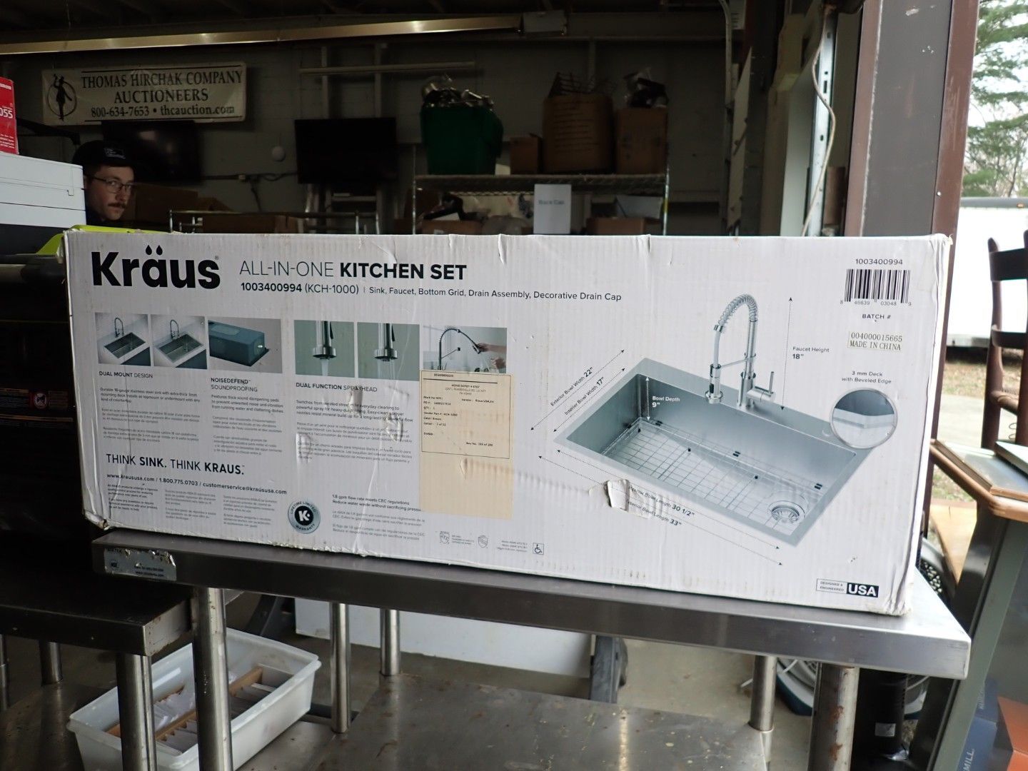 Kraus kitchen sink set box.