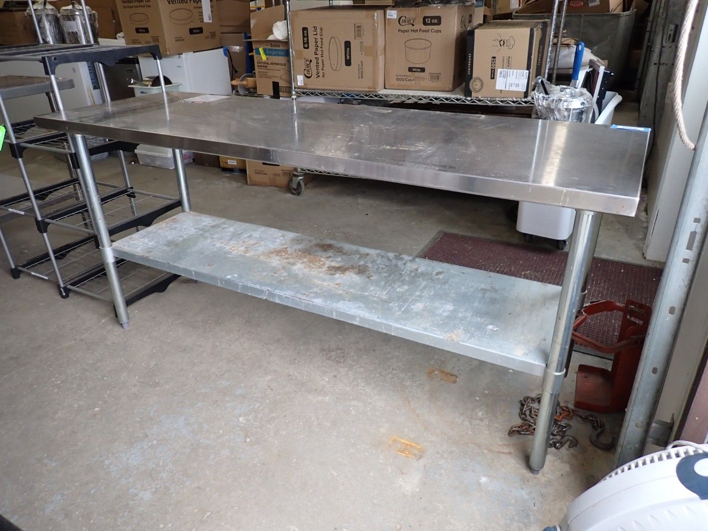 Metal prep table with shelves