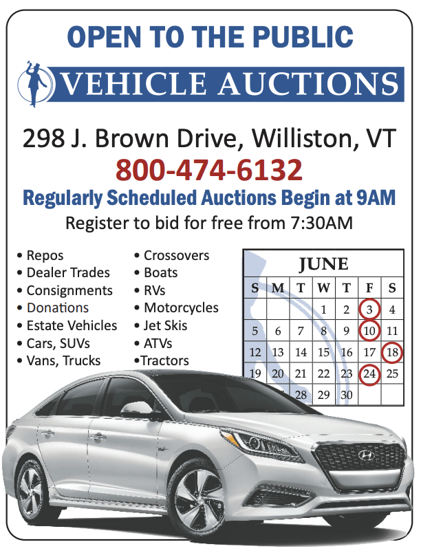 Vehicle auctions flier for TH Auctions