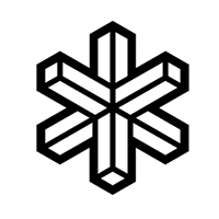 Conception de flocon de neige géométrique noir et blanc avec des formes rectangulaires 3D.