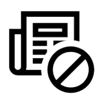 Icône de journal avec un symbole d'interdiction.