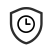 Bouclier avec une horloge à l'intérieur, symbolisant la protection du temps ou la sécurité.