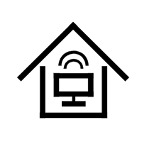 Icône de maison avec un ordinateur et un symbole Wi-Fi à l'intérieur.