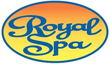 A blue and yellow logo for royal spa