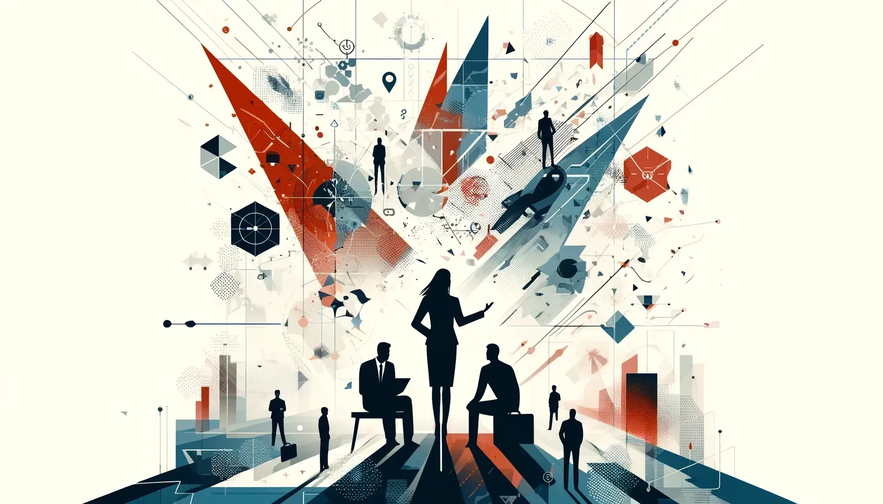An illustration of a group of people standing in front of a city.