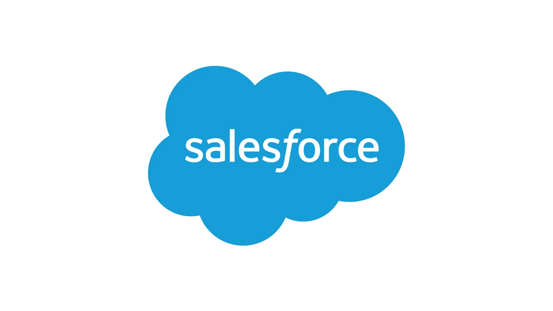 The salesforce logo is a blue cloud on a white background.