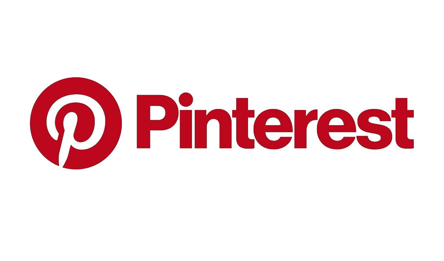 The logo for pinterest is red and white on a white background.