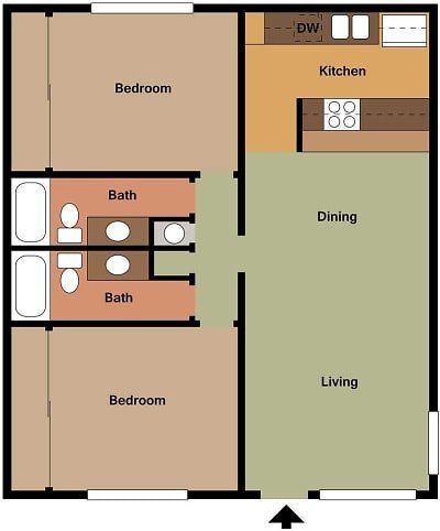 2 Bed | 2 Bath Floorplan