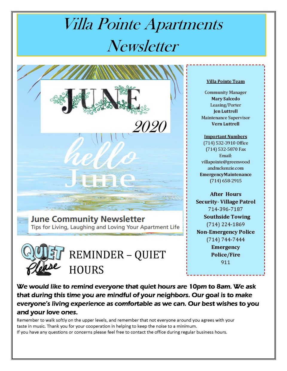 Resident Newsletter - June