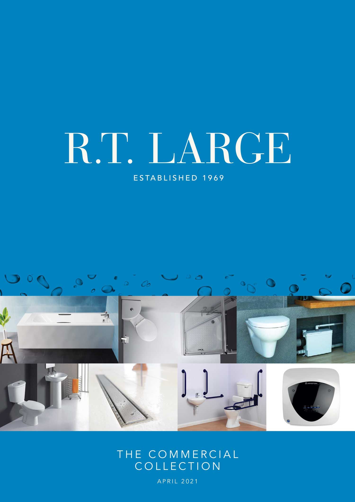 A blue and white brochure for r.t. large