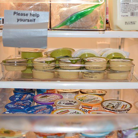 kosher food in fridge at a hospital lounge