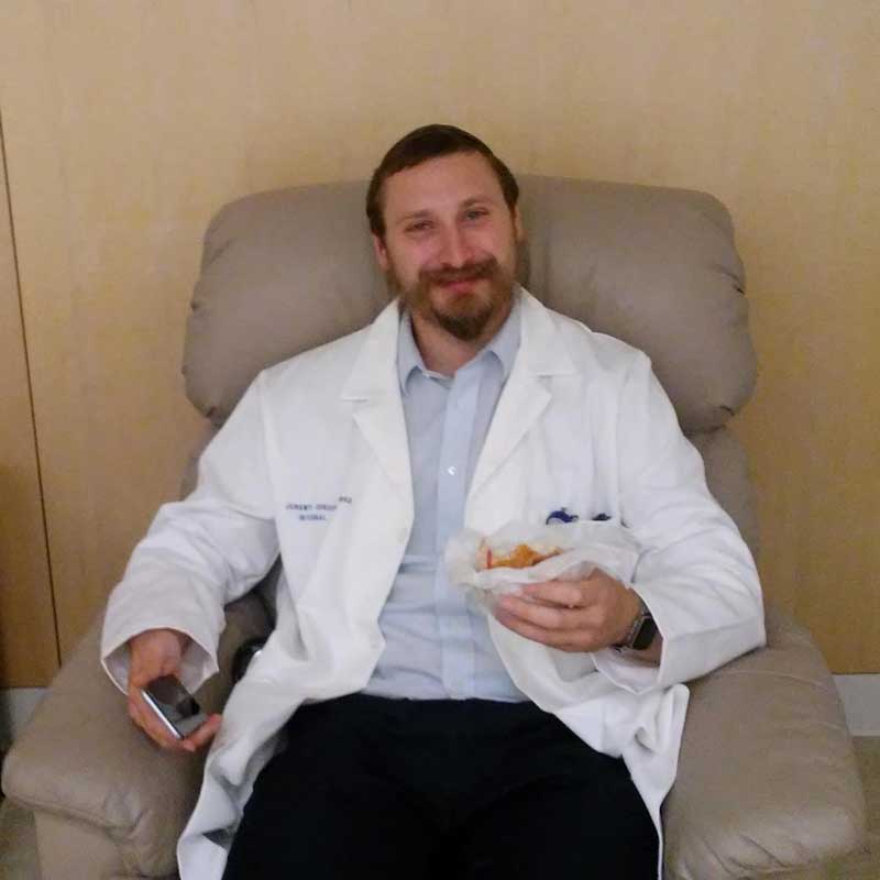 jewish doctor resting in lounge