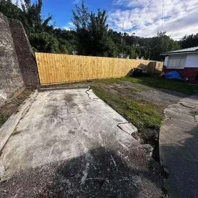 Before: Broken and worn outdoor carport area, St Clair, Dunedin